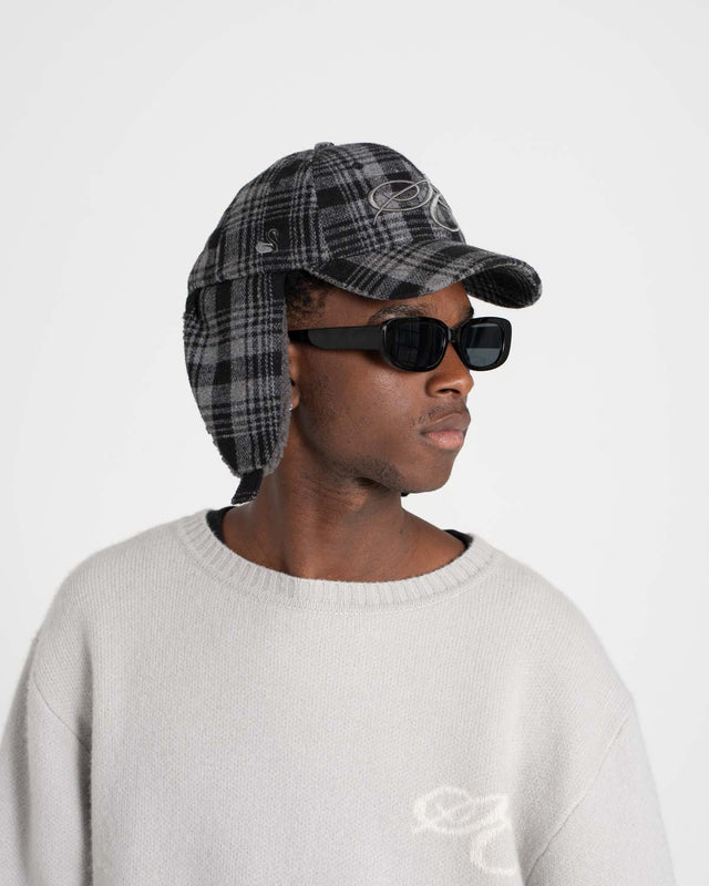 Dog-Ear Cap Checked Gray