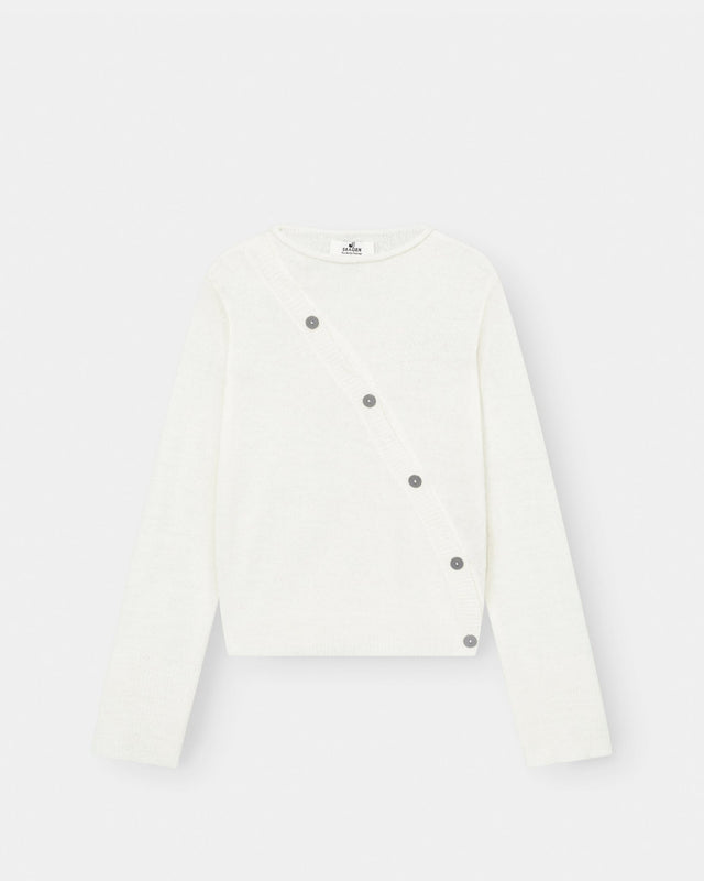 Asymmetrisk Cardigan Cremehvid | Skagen - clothing.dk