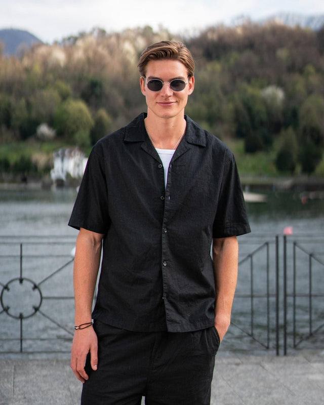 Kortærmet Hørskjorte Sort | Skagen - clothing.dk