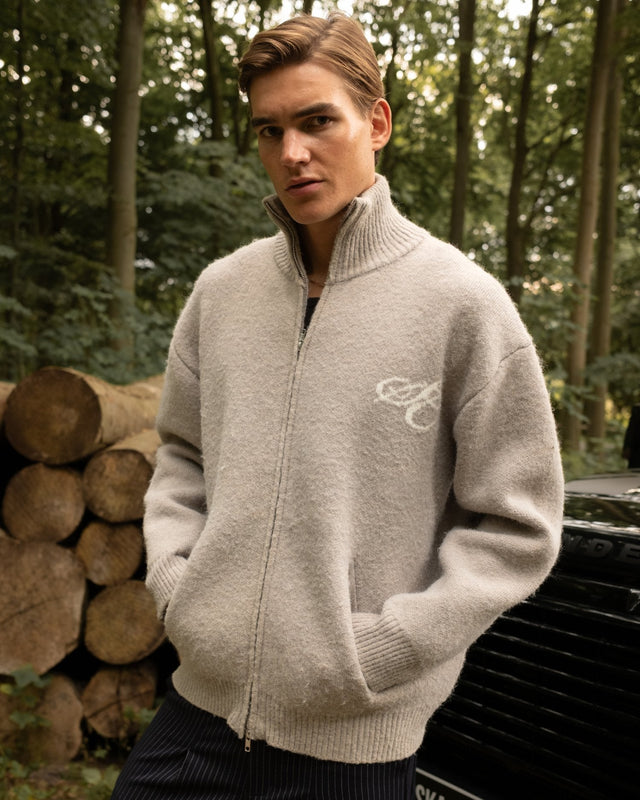 Full-zip Sweater Light grey
