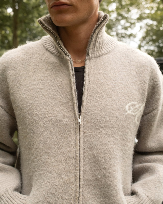 Full-zip Sweater Light grey
