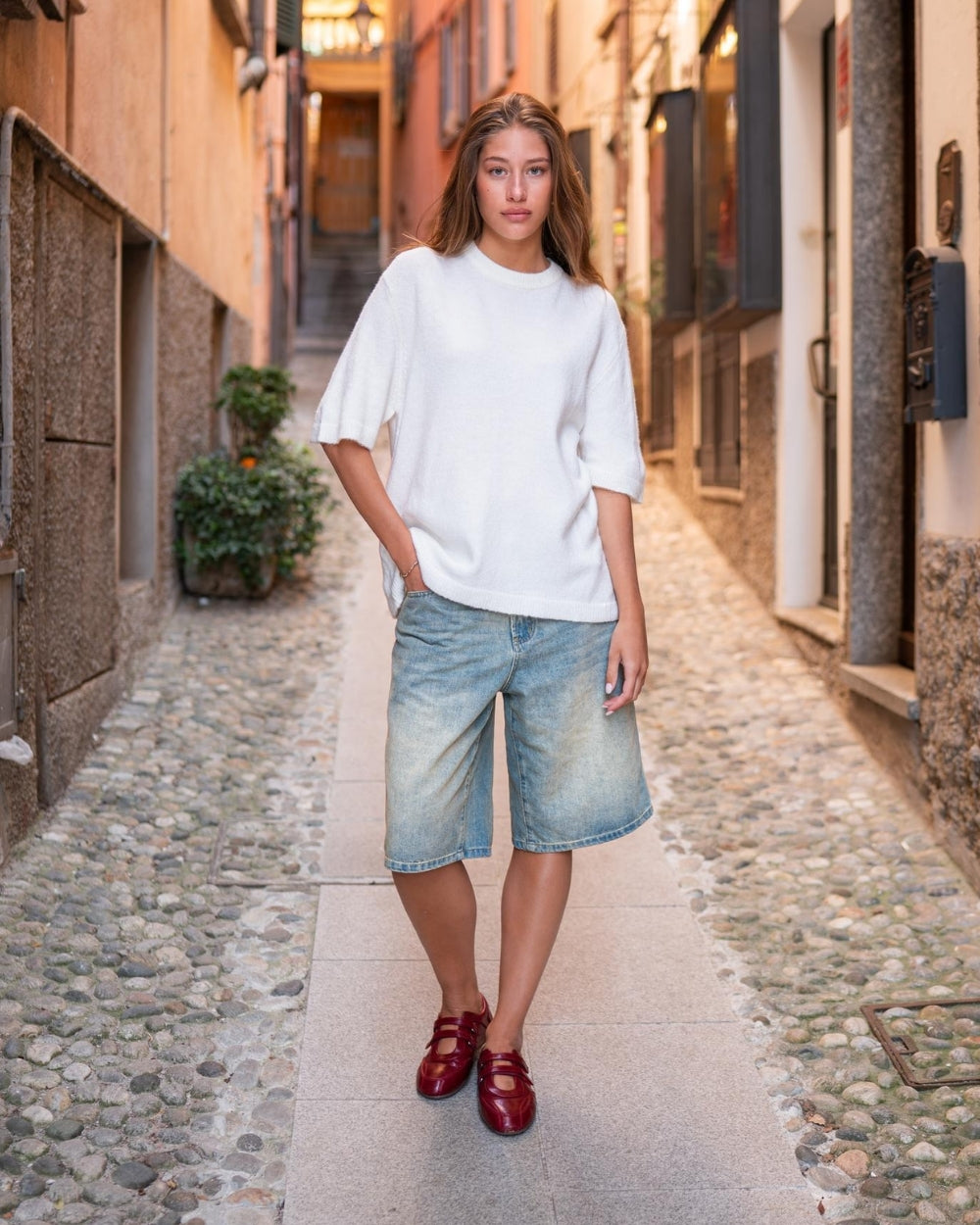 Knitted t-shirt White