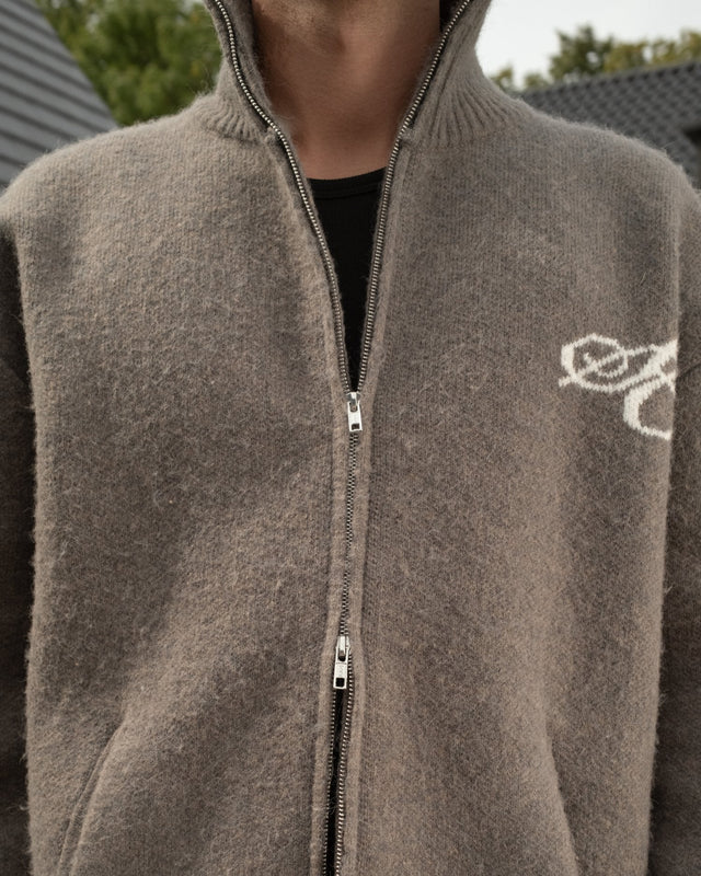 Full-zip Sweater Dark grey