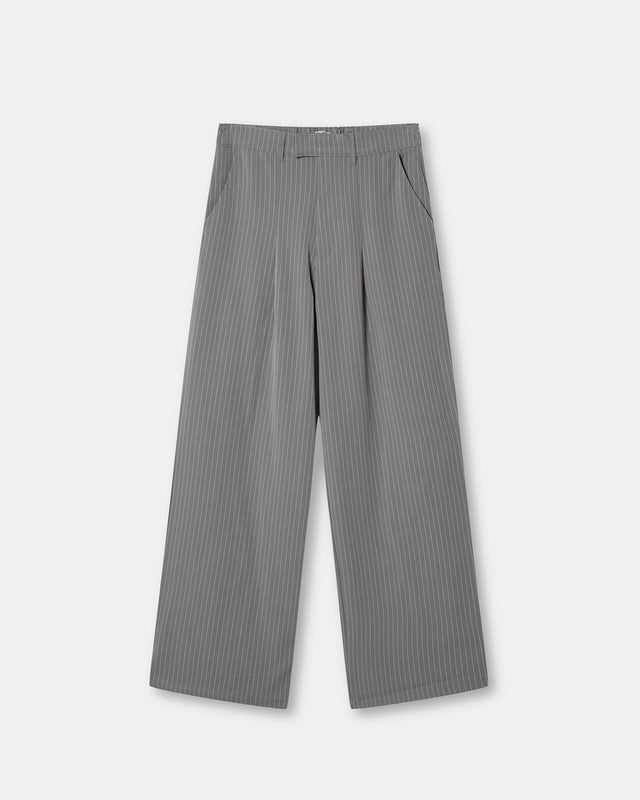 Baggy Suit Pants Grey Pinstriped