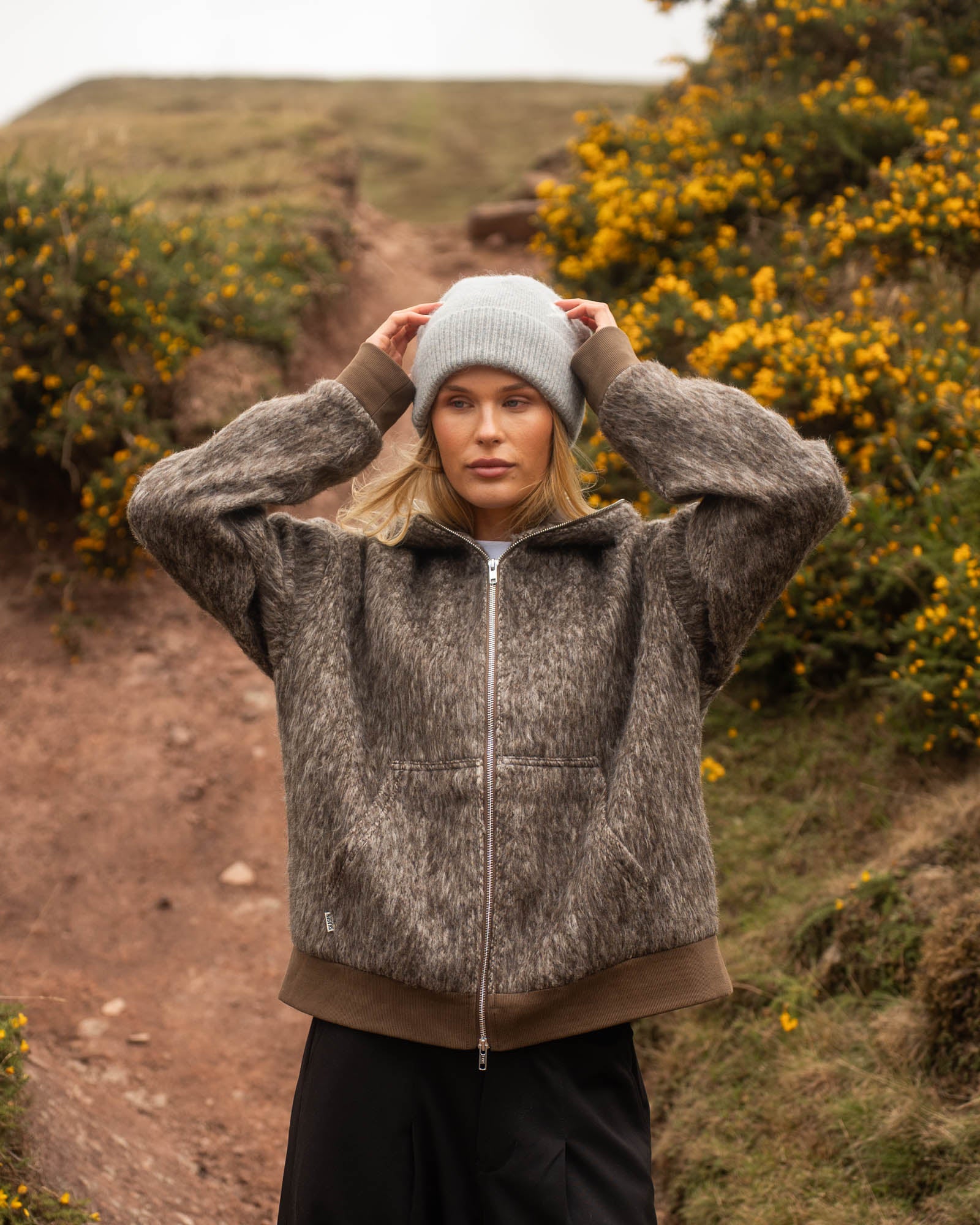 Fuzzy Hoodie Brown
