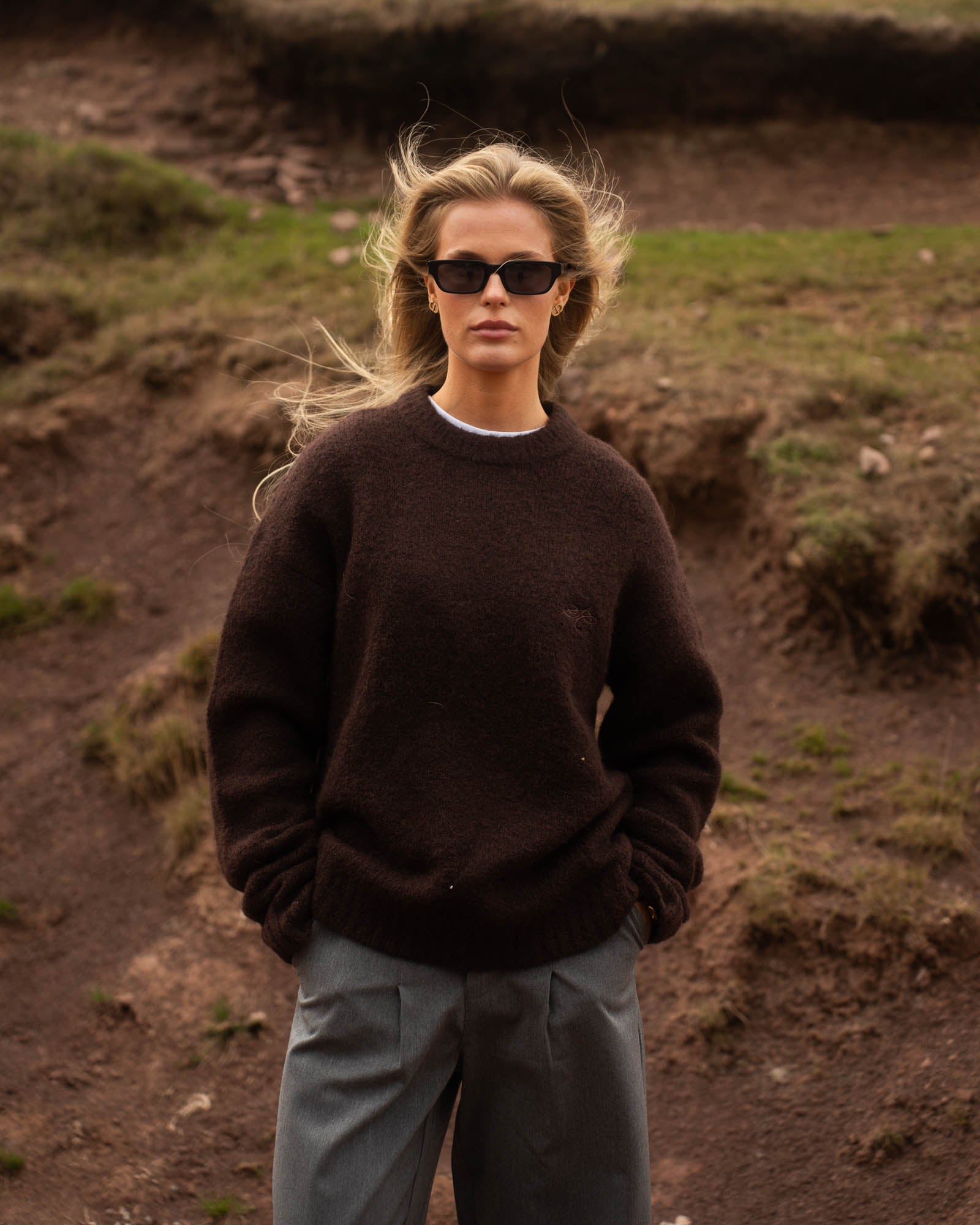 Alpaca Knitted Sweater Brown