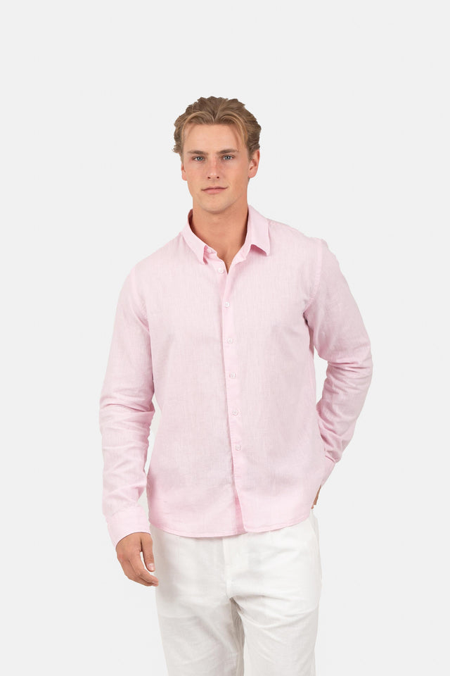 Langærmet Hørskjorte Rosé |  Skagen-clothing.dk