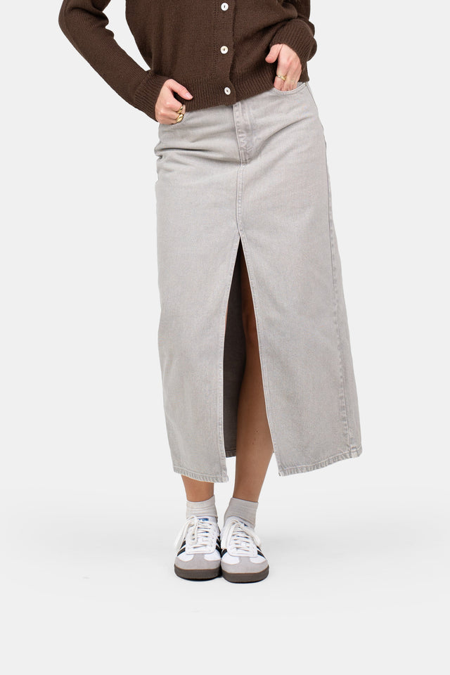 Front Slit Skirt Light Grey