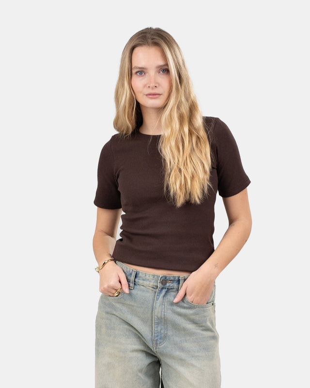 T-shirt With Fitted Sleeves Brown