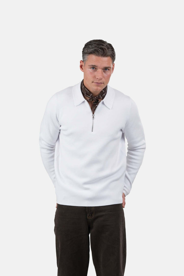 Half Zip Polo White