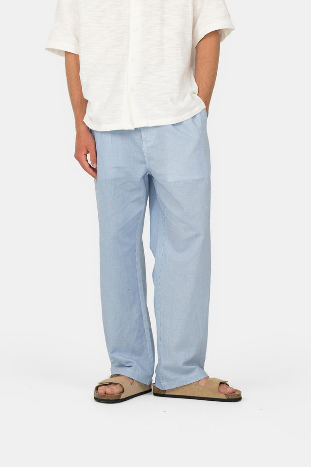 Baggy Linen Pants Blue Striped