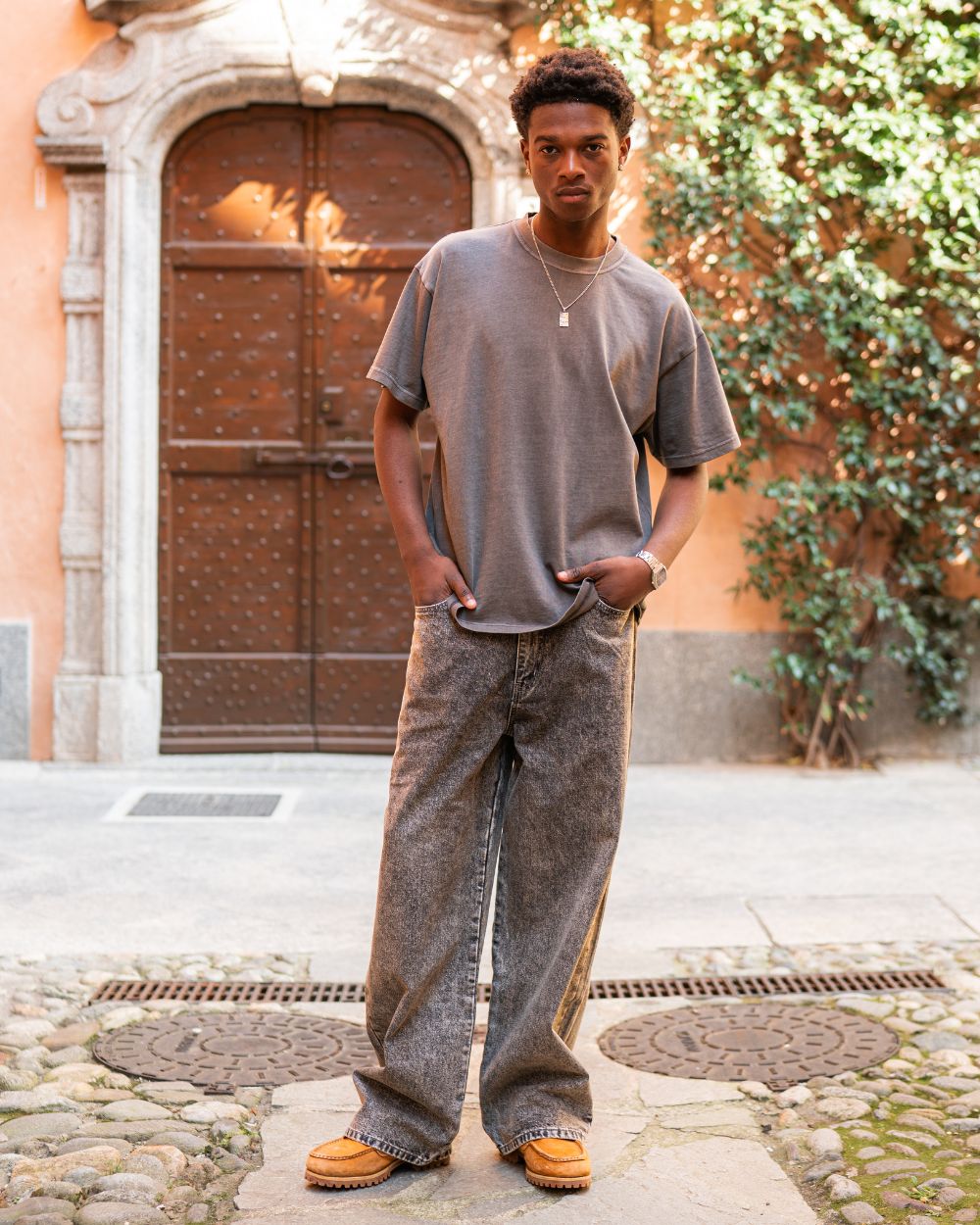 Baggy denim jeans washed gray