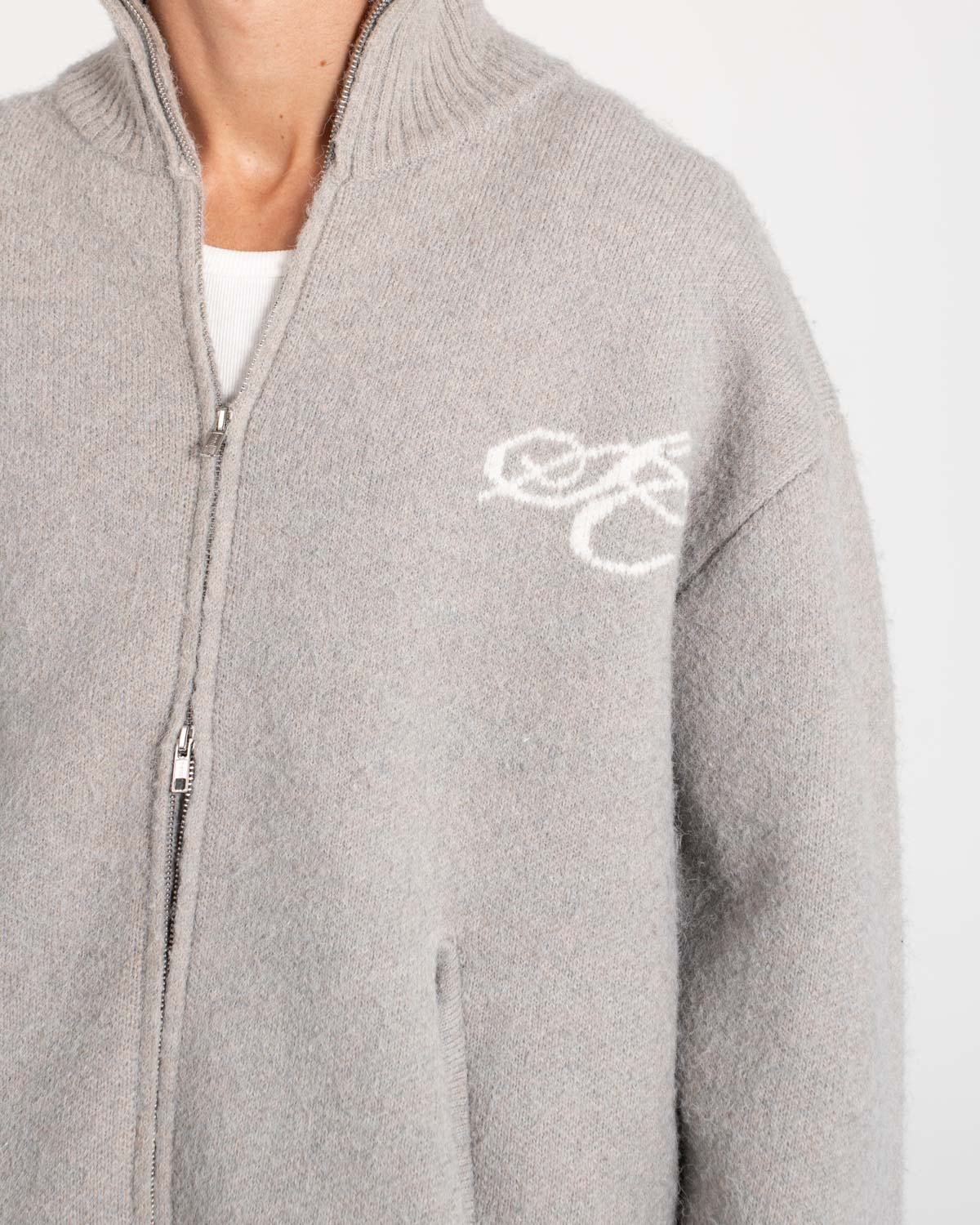 Full-zip sweater light gray