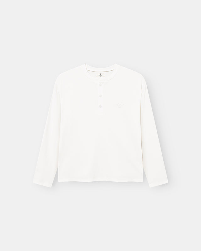 Henley Long Sleeve White Dame