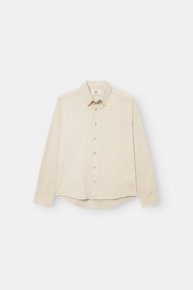 Long Sleeve Linen Shirt Beige