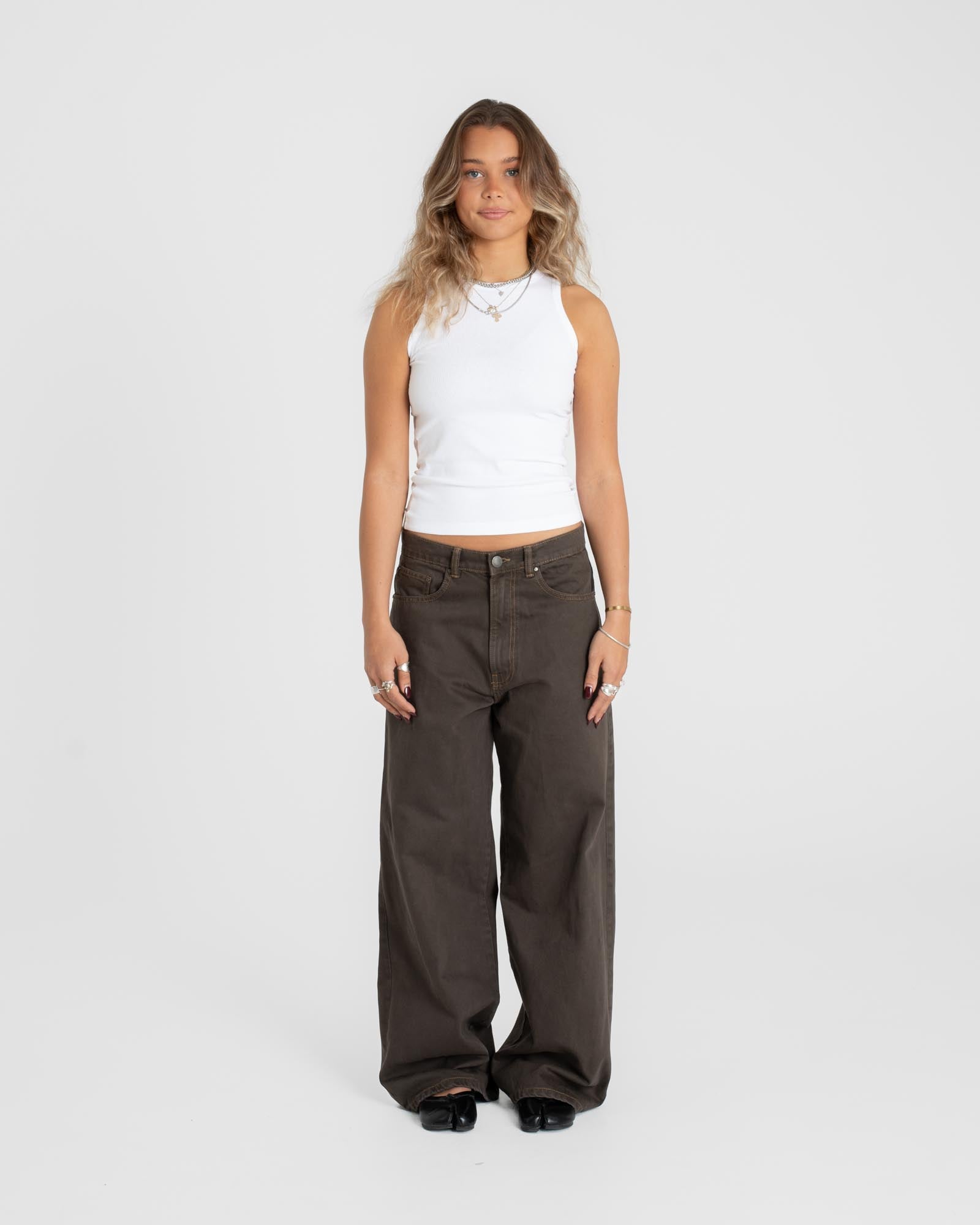 Extra Baggy Denim Jeans Brown