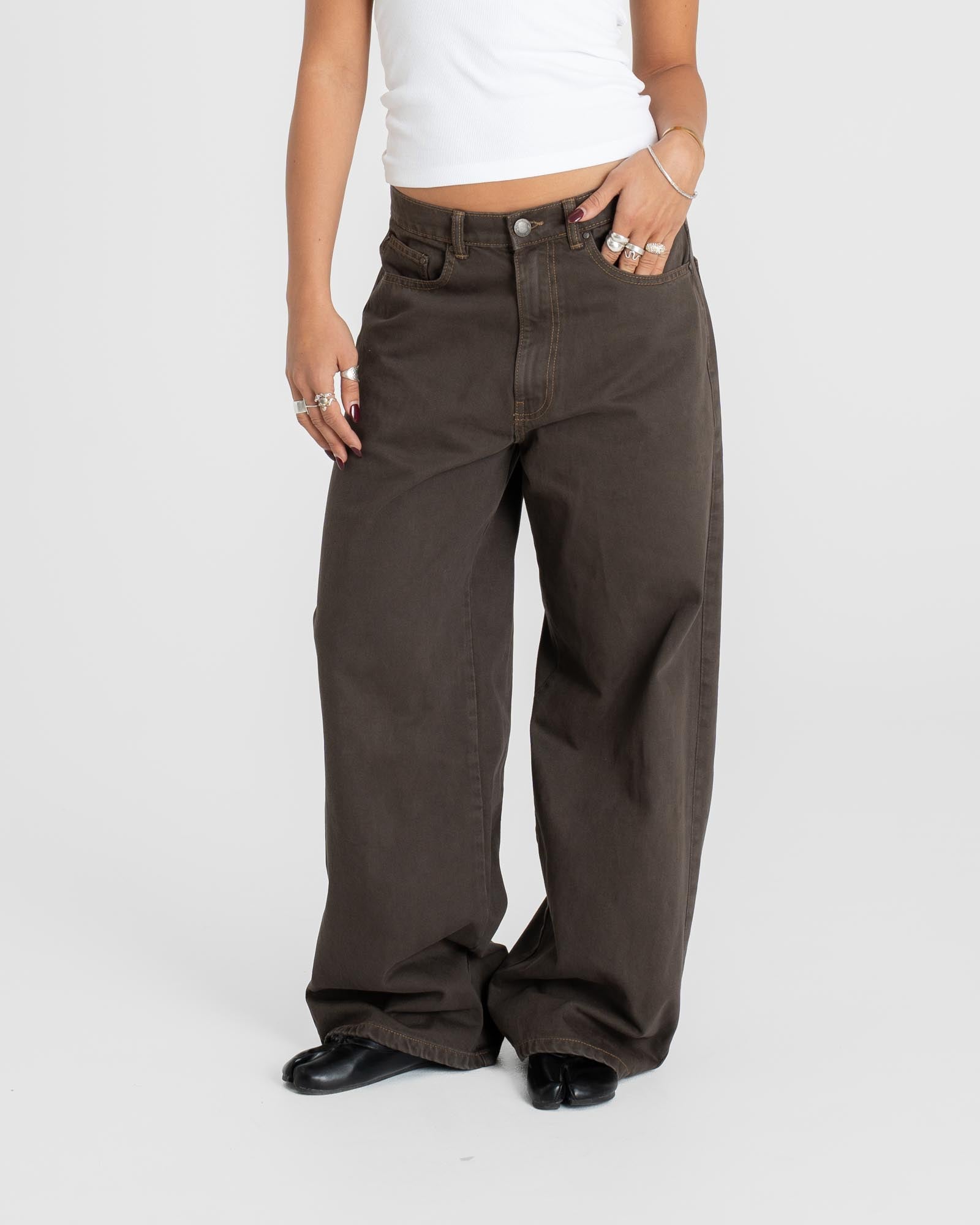 Extra Baggy Denim Jeans Brown