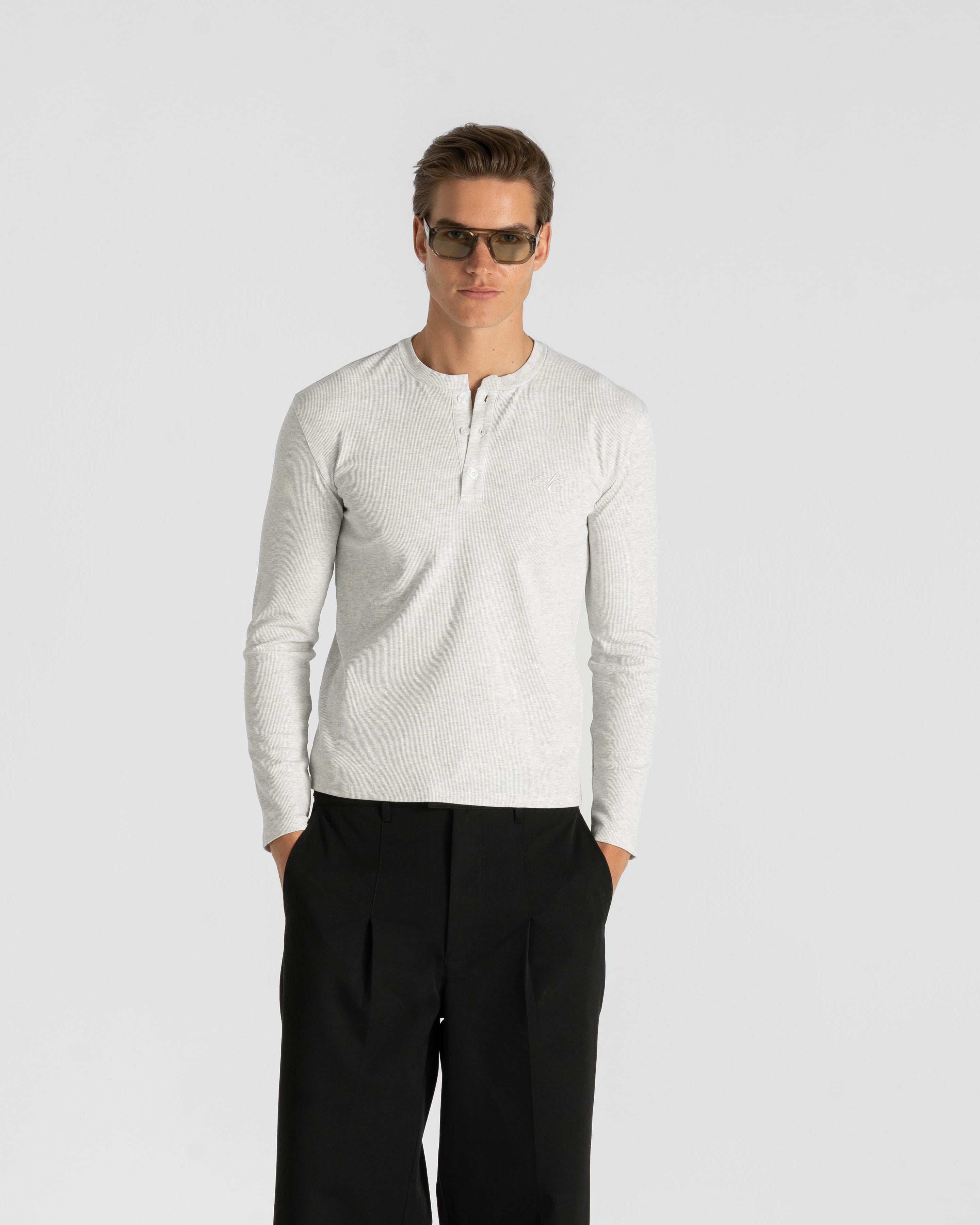 Henley Long Sleeve Heather Grey