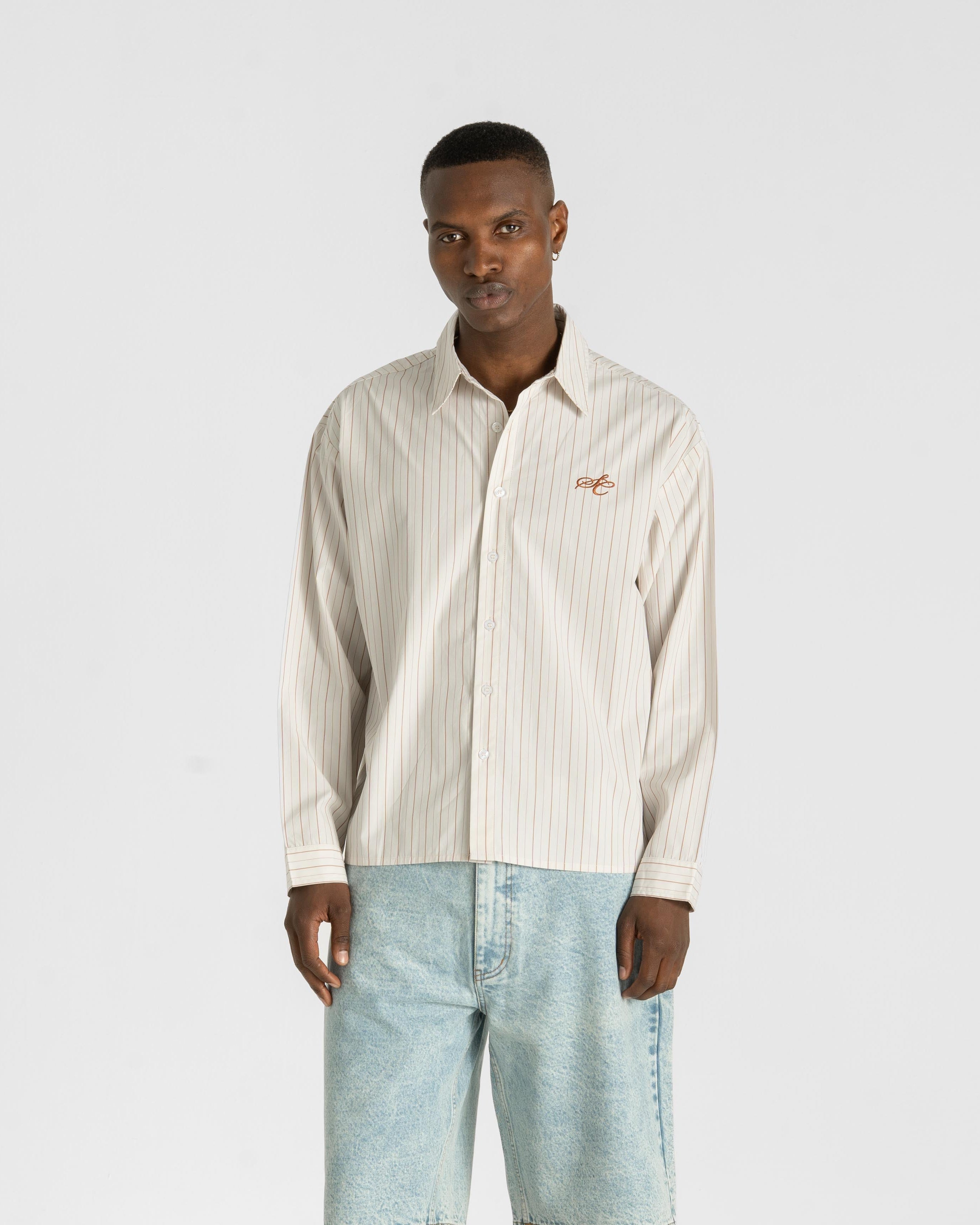 Oxfort Longsleeve Shirt Brown Striped