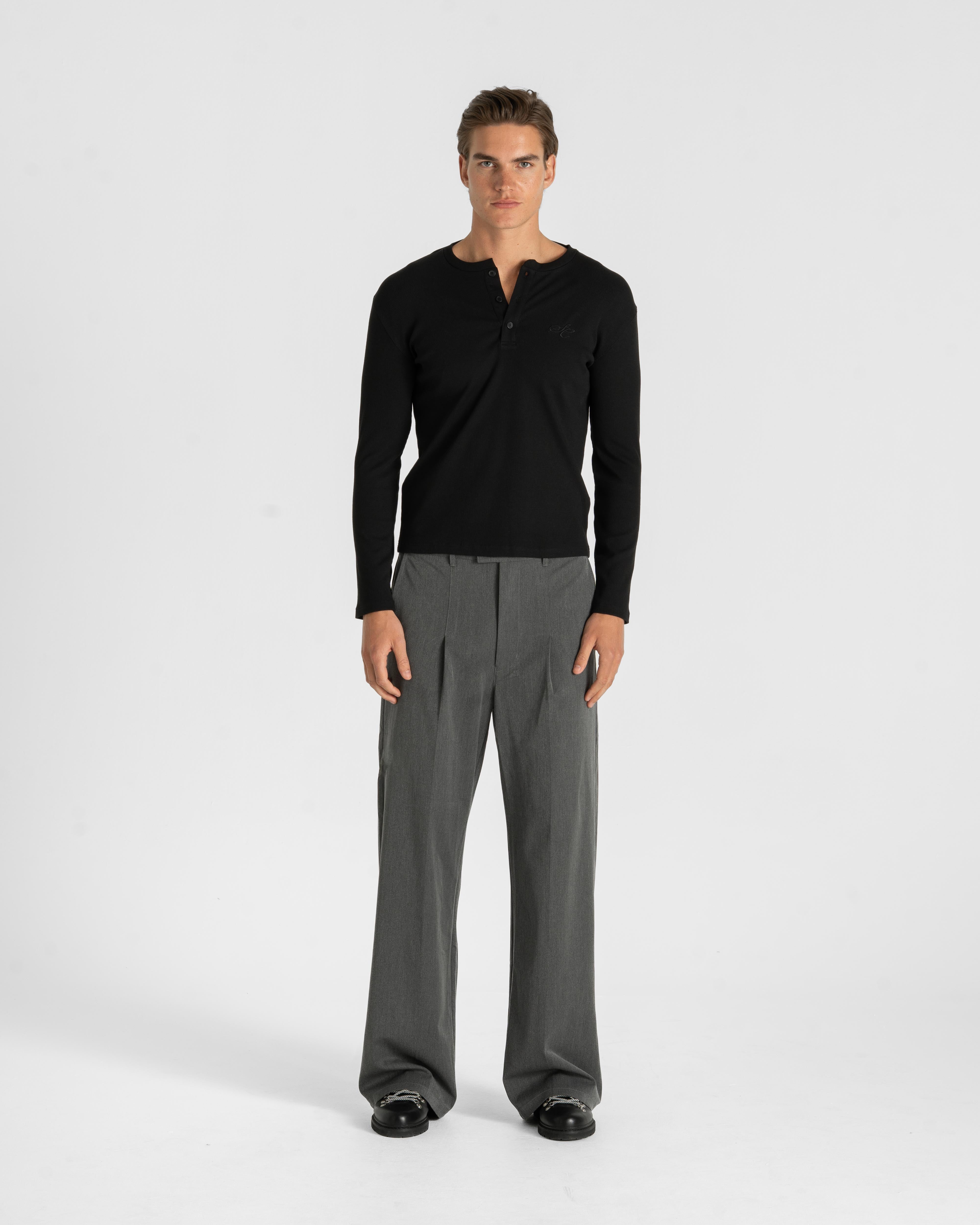 Henley Long Sleeve Black