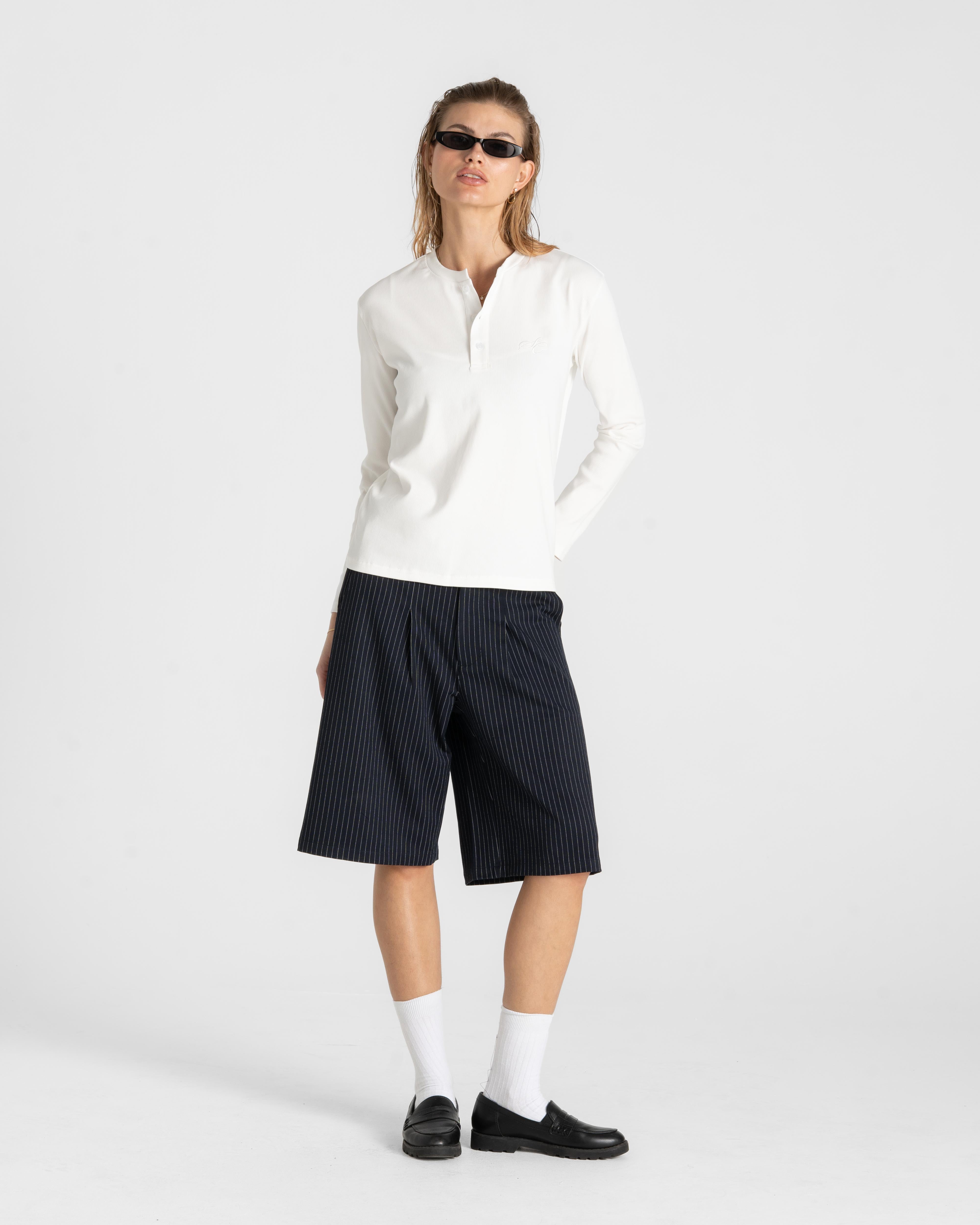 Henley Long Sleeve White Dame