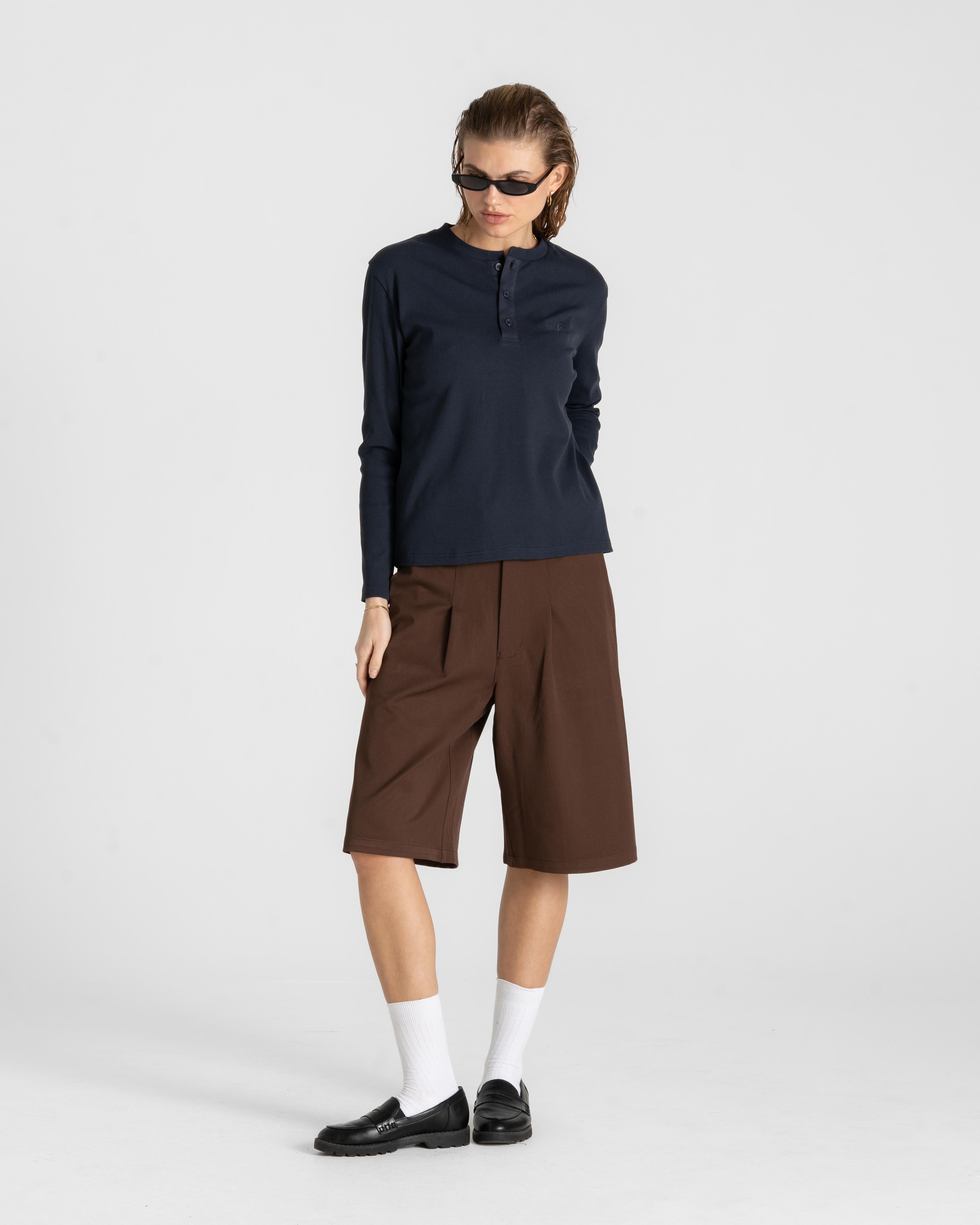 Henley Long Sleeve Navy dame
