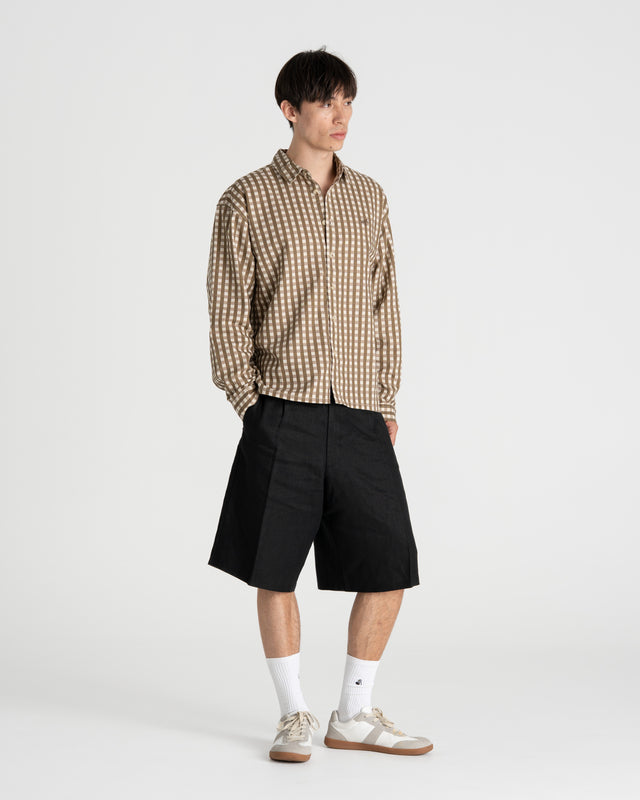 Pleated Baggy shorts Black