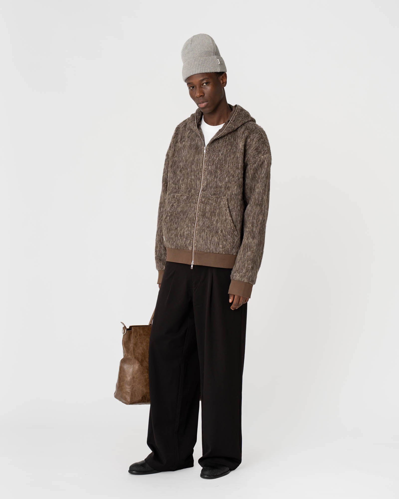 Fuzzy Hoodie Brown