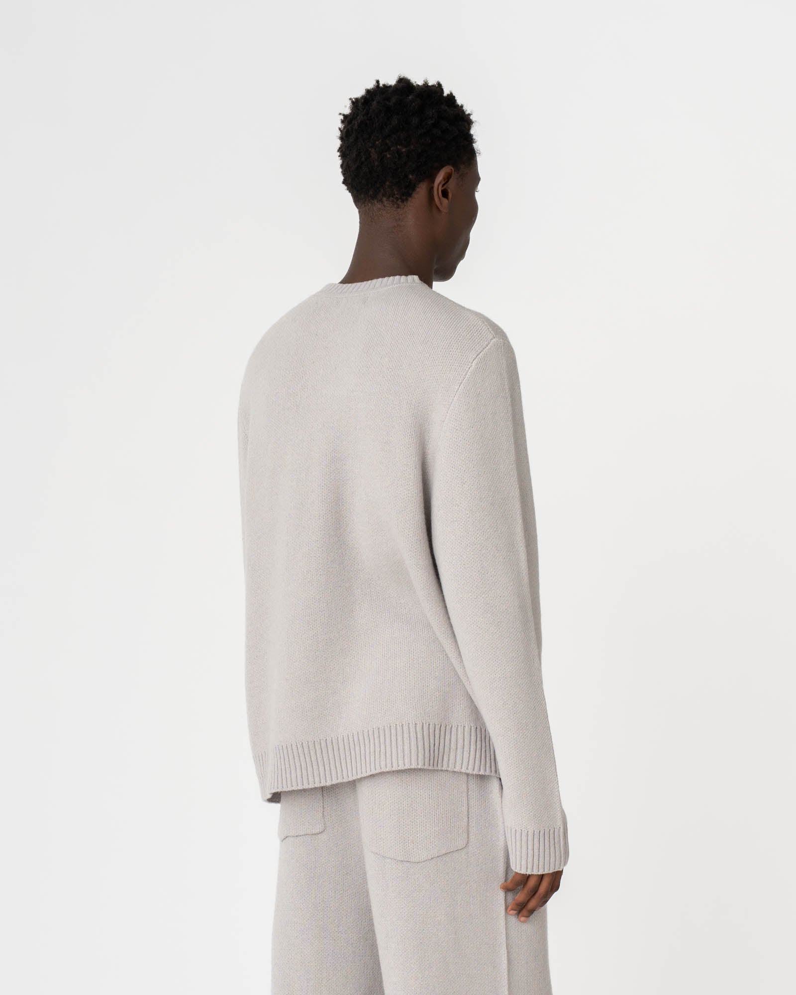 Jacquard Knitted Wool Sweater light grey