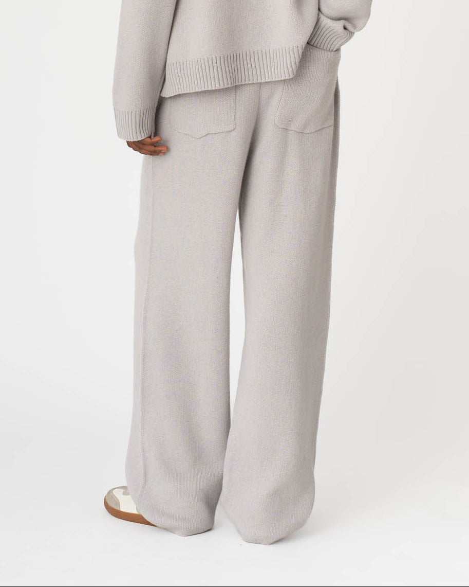 Jacquard Knitted Wool pants light grey