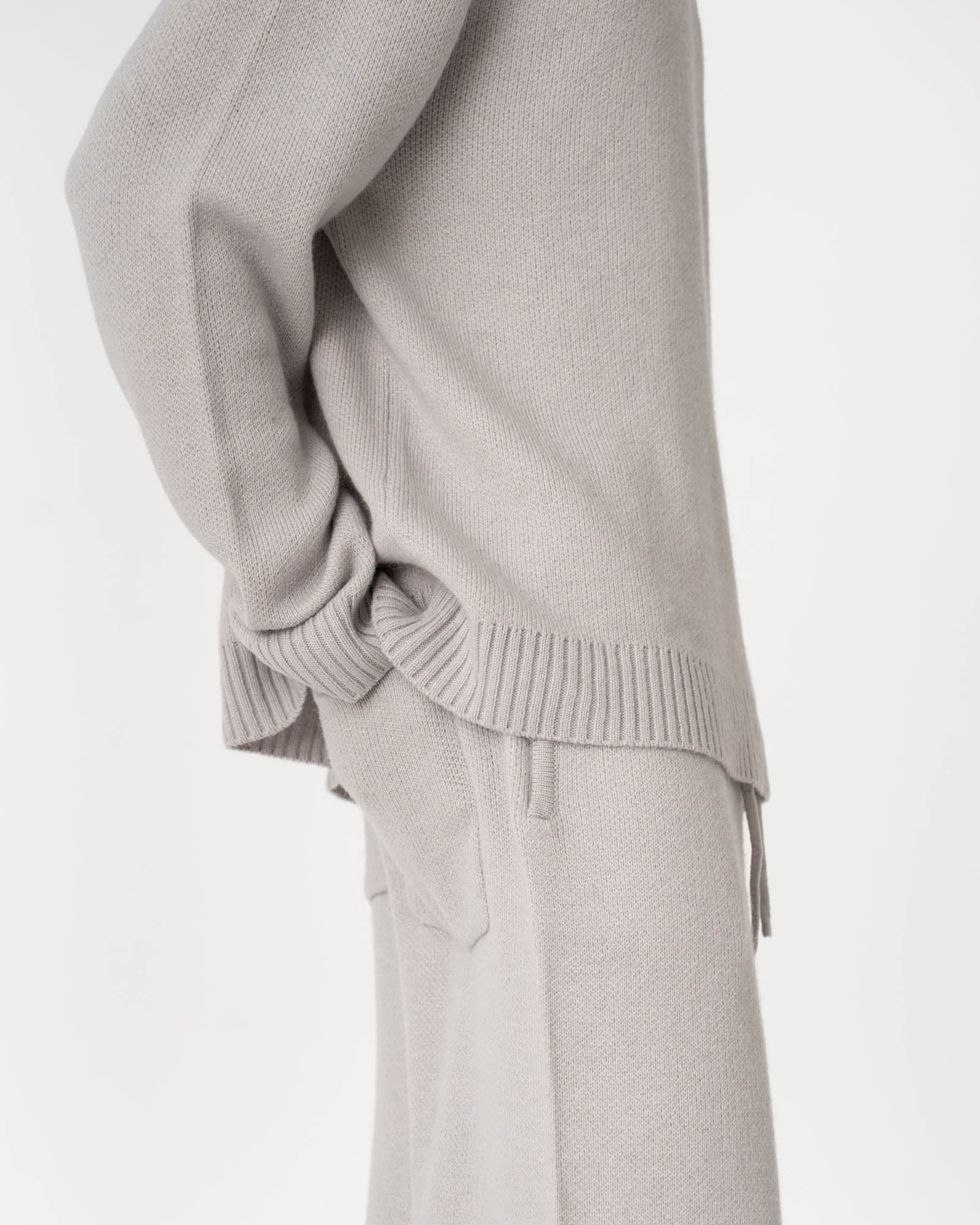 Jacquard Knitted Wool pants light grey
