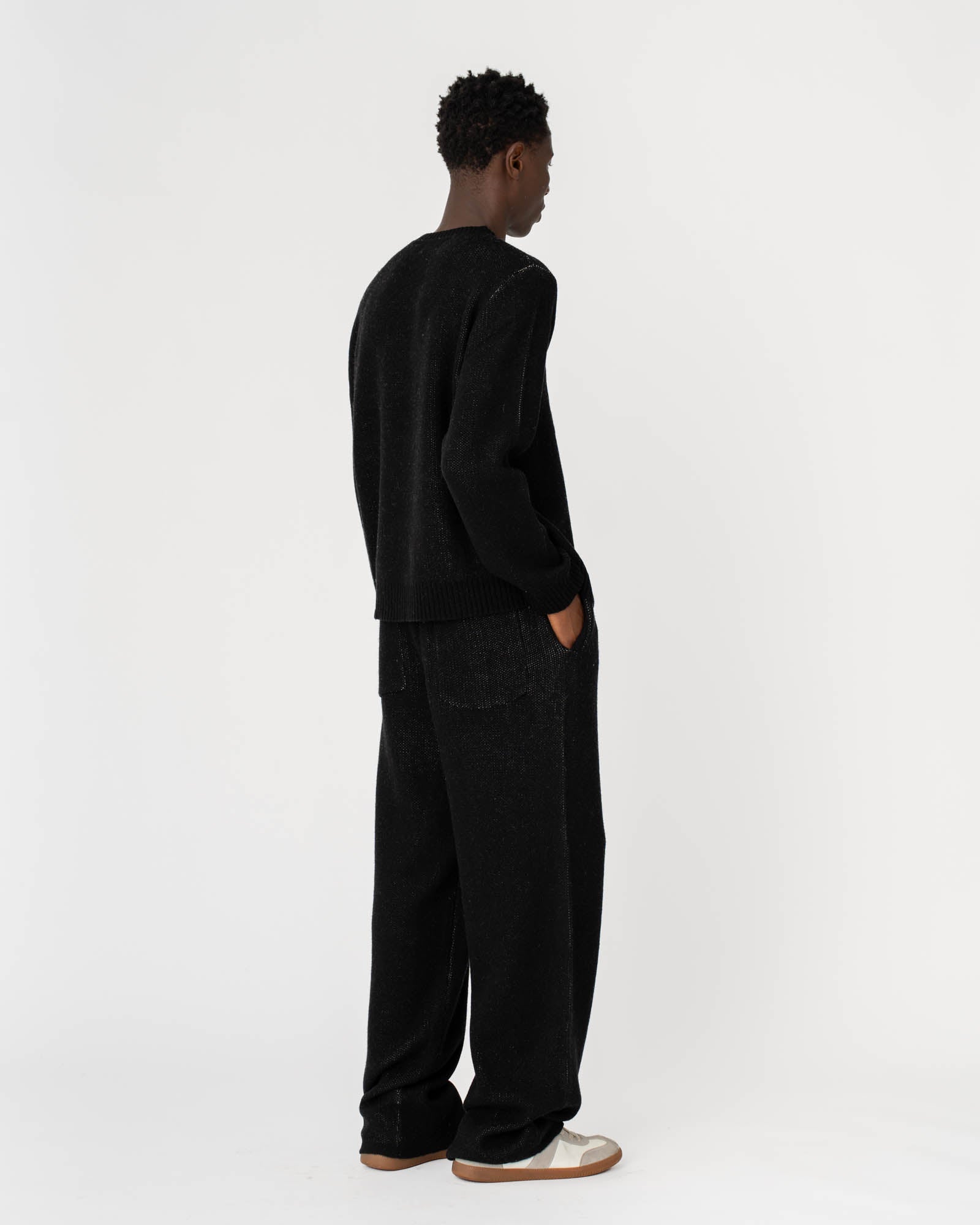 Jacquard Knitted Wool Sweater Black