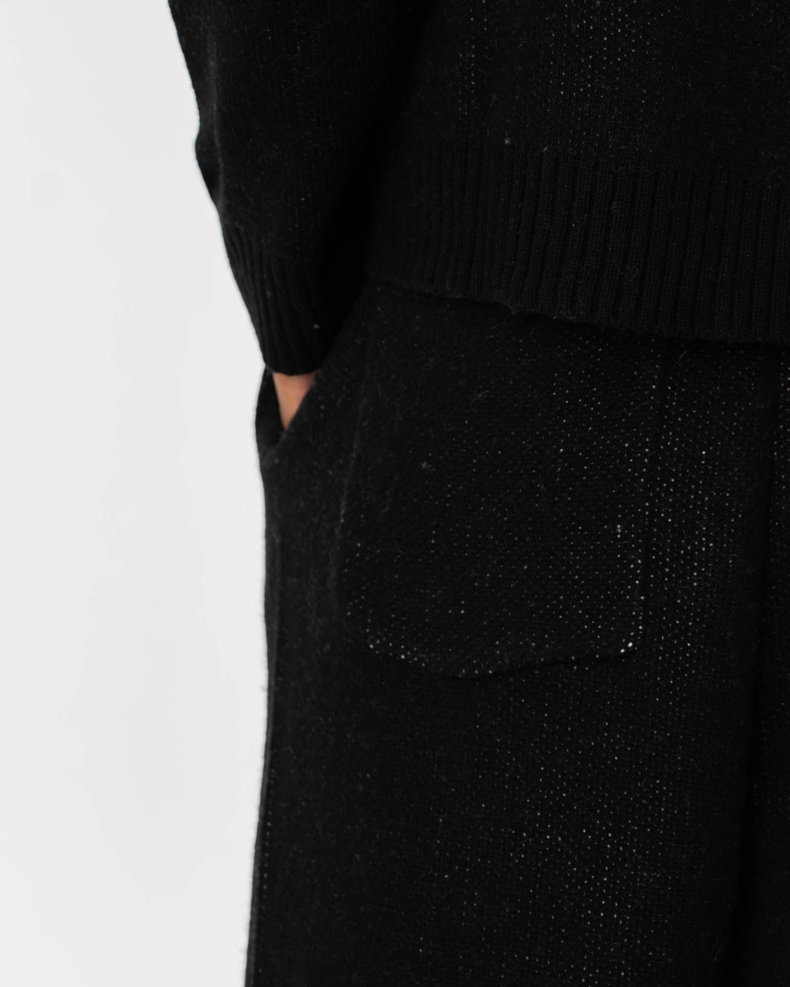 Jacquard Knitted Wool pants Black