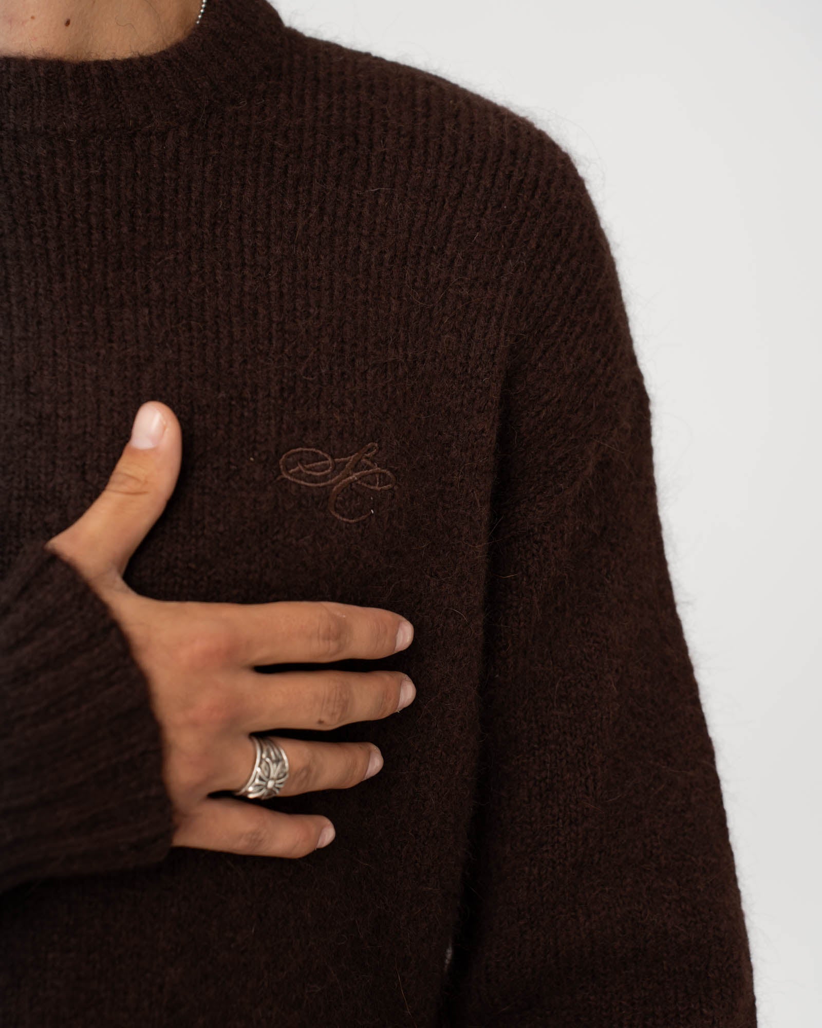 Alpaca Knitted Sweater Brown