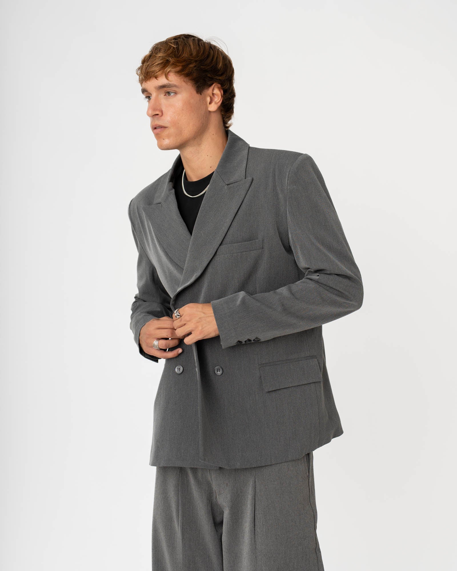 Double Breasted Blazer Grey