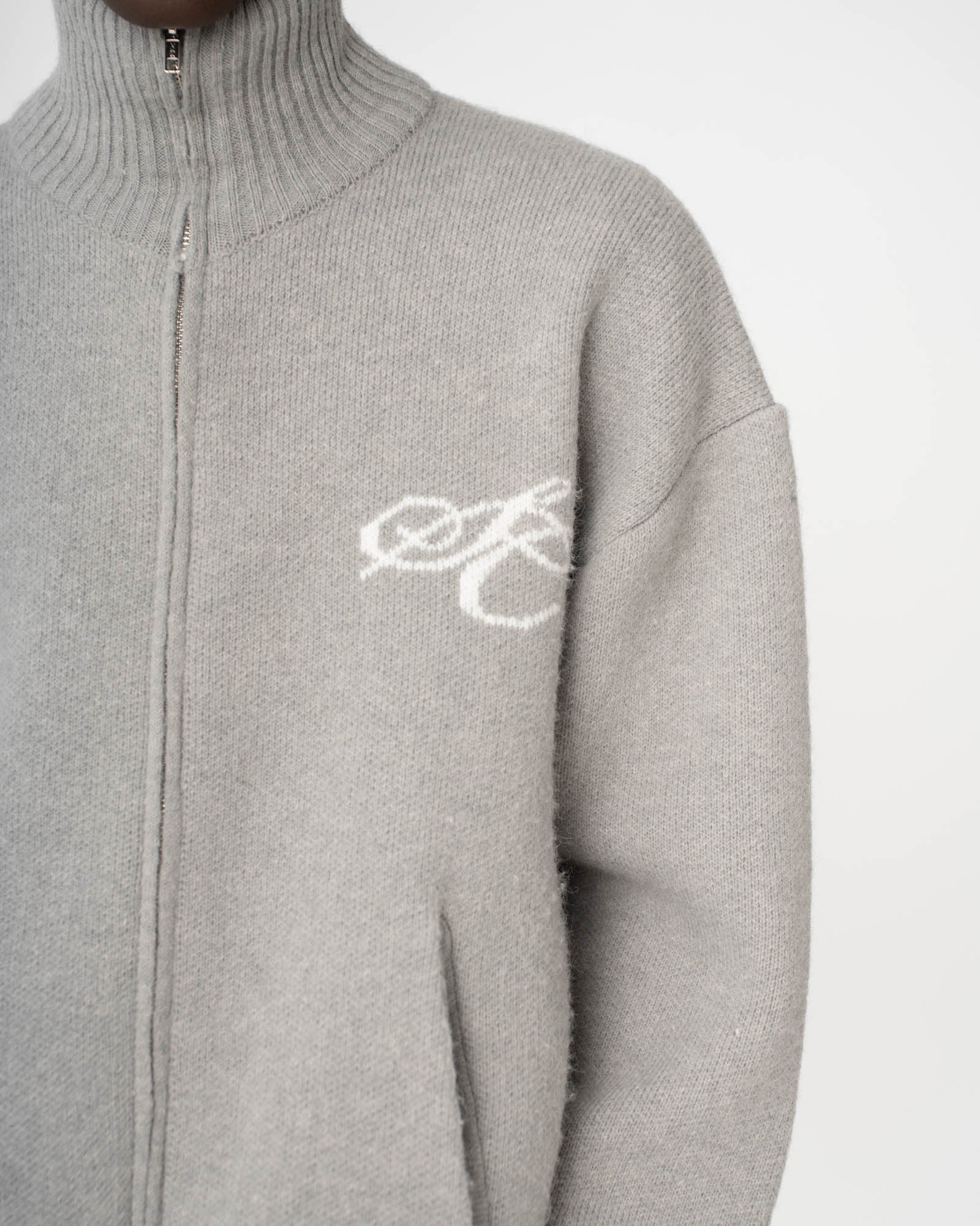 Full-zip Sweater Light grey