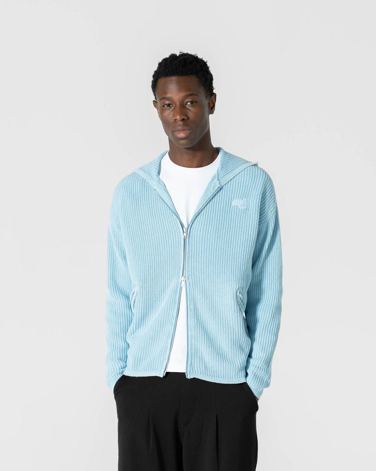Knit Hoodie Washed Blue