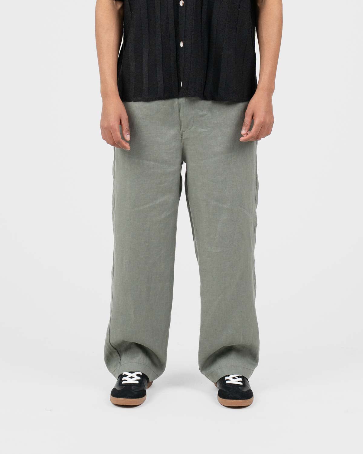 Baggy 100% hørbukser Army | Skagen - clothing.dk