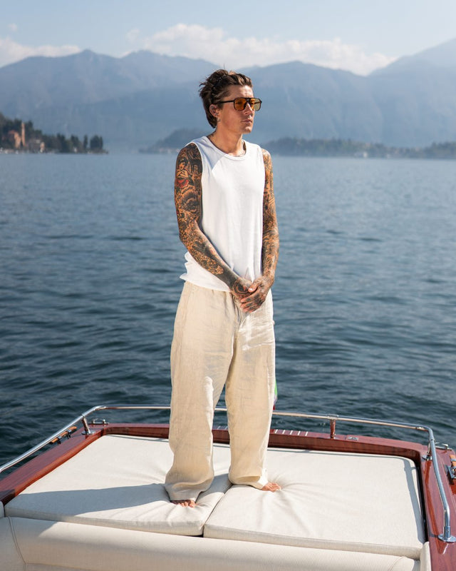 Baggy 100% Linen Pants Beige