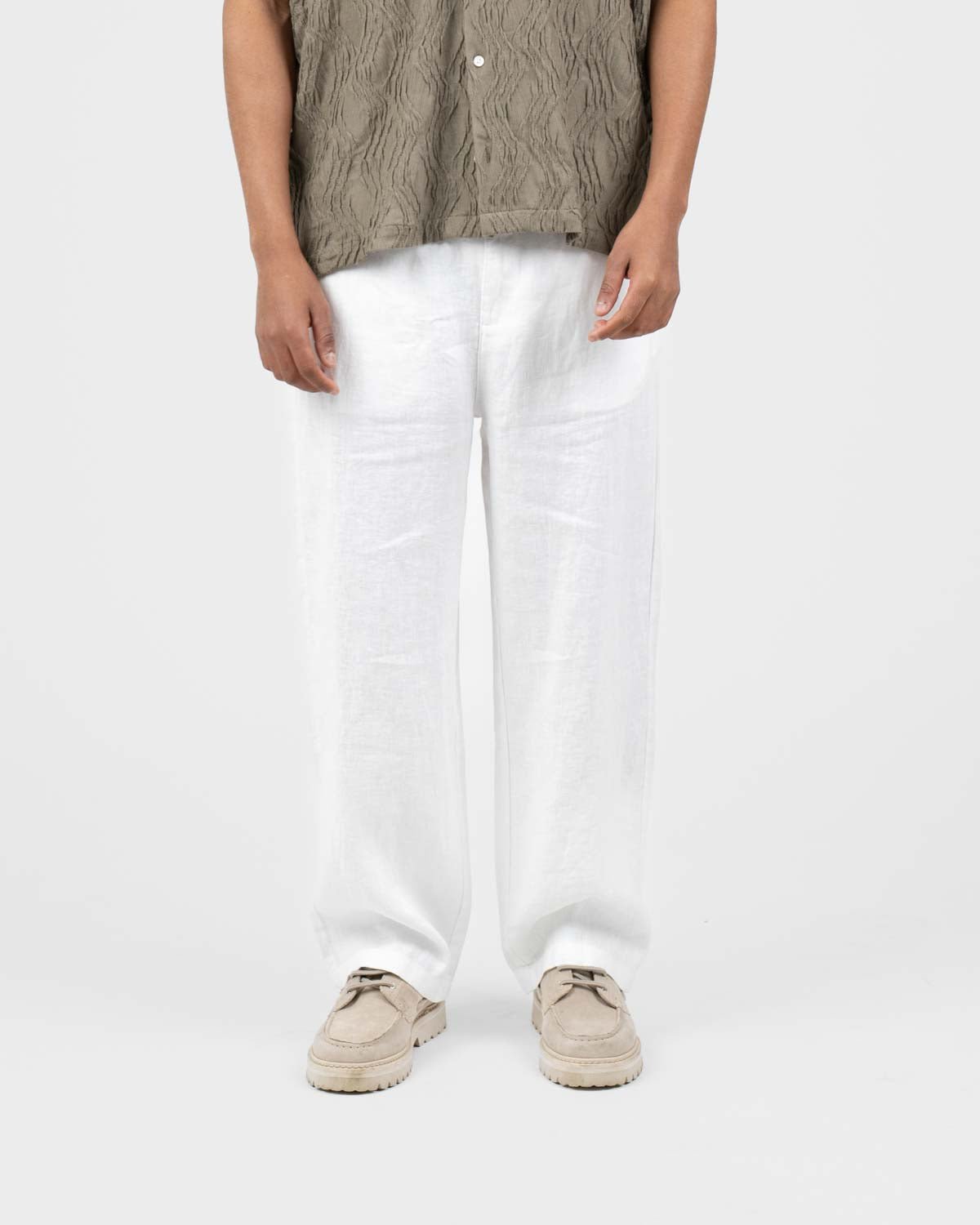 Baggy 100% hørbukser Hvid | Skagen - clothing.dk