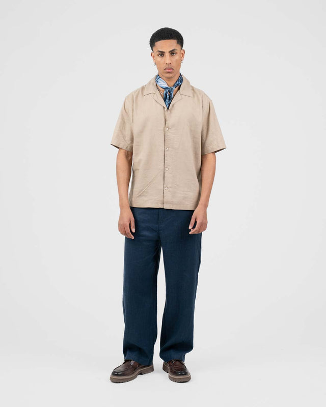 Baggy 100% Linen Pants Navy