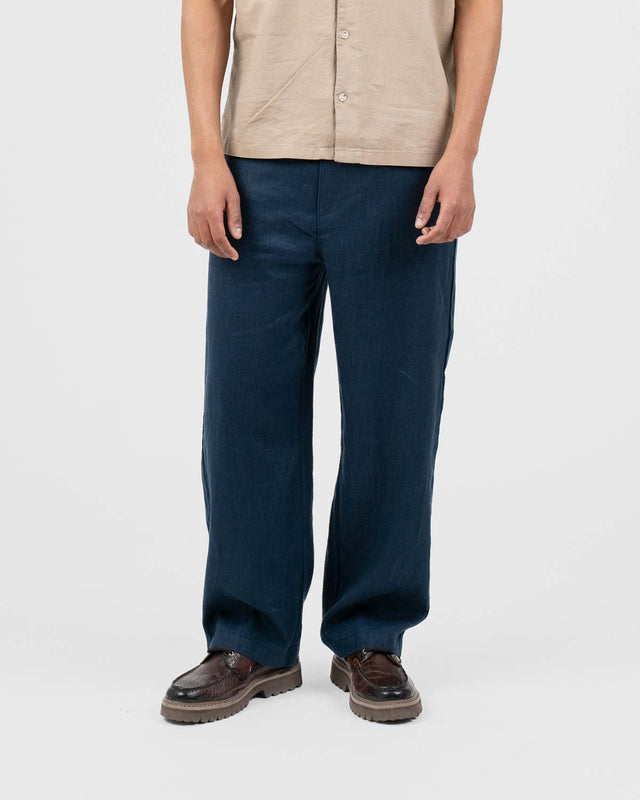 Baggy 100% Linen Pants Navy