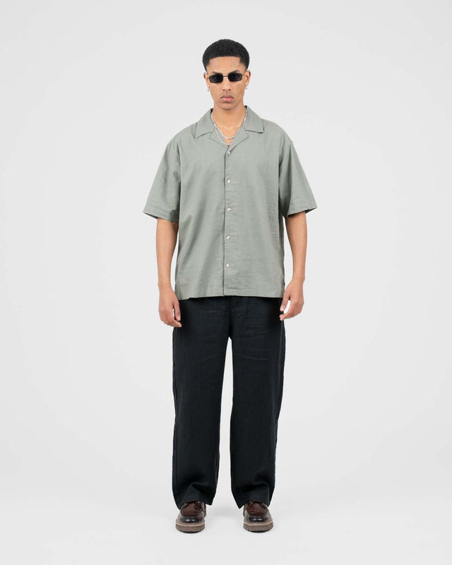 Baggy 100% Linen Pants Black