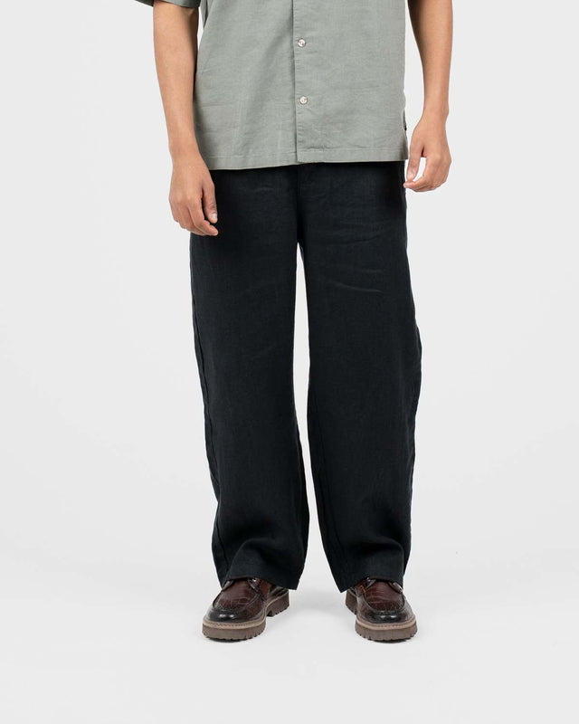 Baggy 100% Linen Pants Black