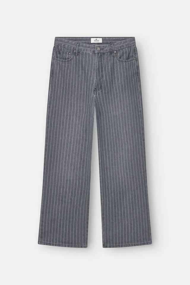 Baggy denim jeans vasket nålestripe