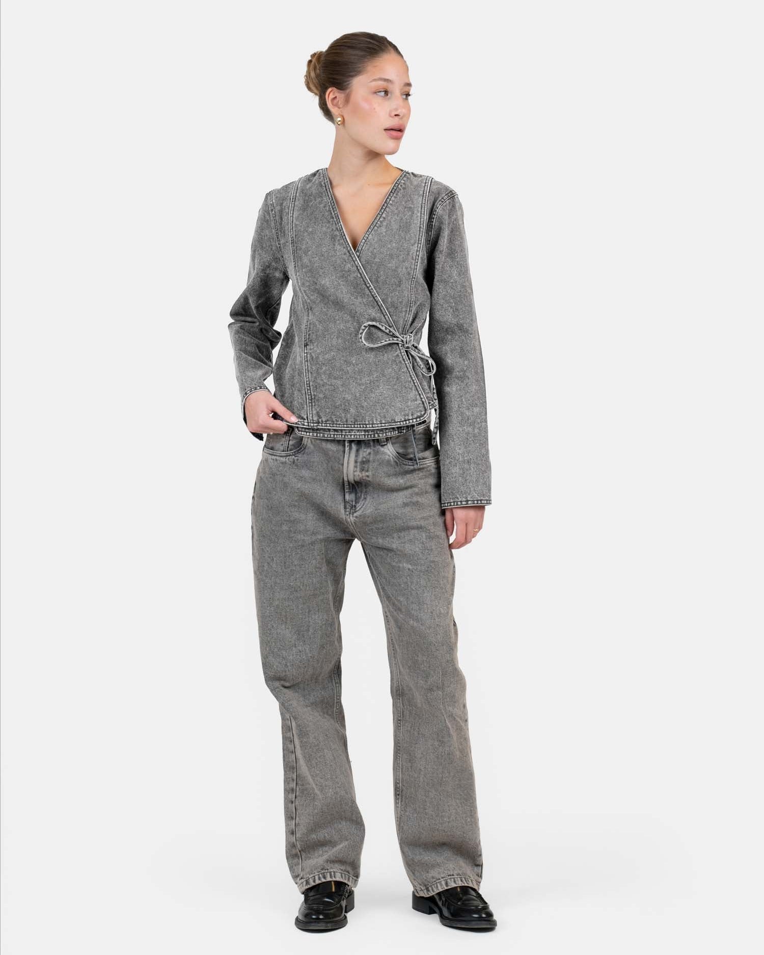 Denim Tie Shirt Washed Grey | Skagen - clothing.dk