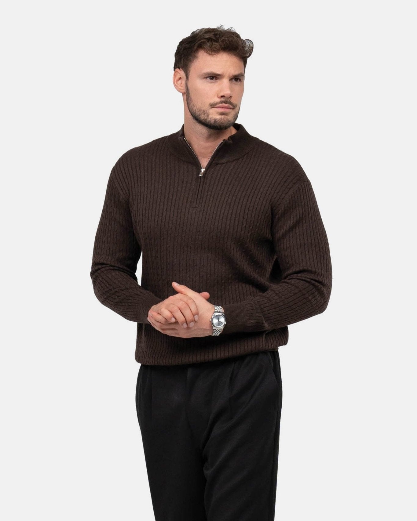Half Zip Strik Brun | Skagen - clothing.dk