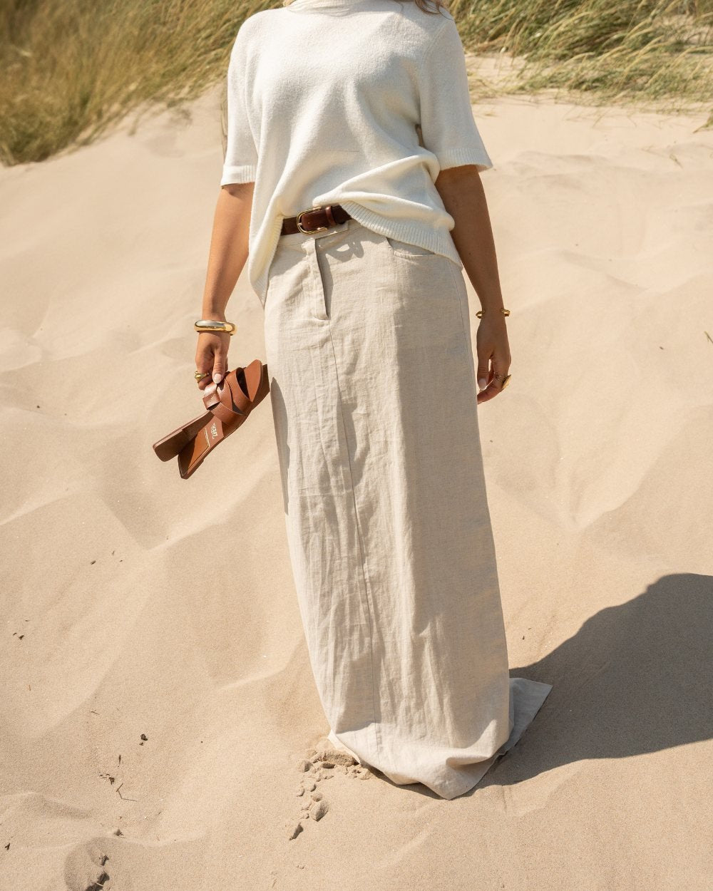 Hør Nederdel Beige | Skagen - clothing.dk