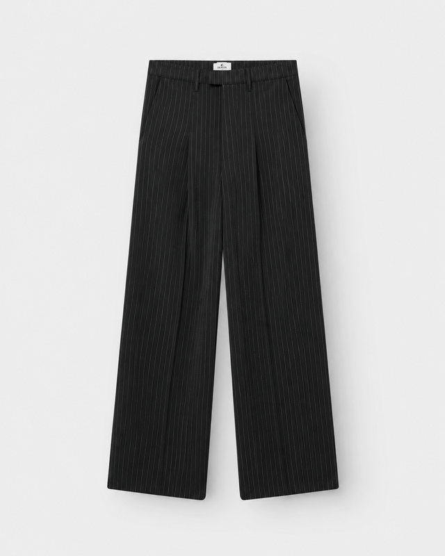 Baggy Suit Pants Black Pinstriped
