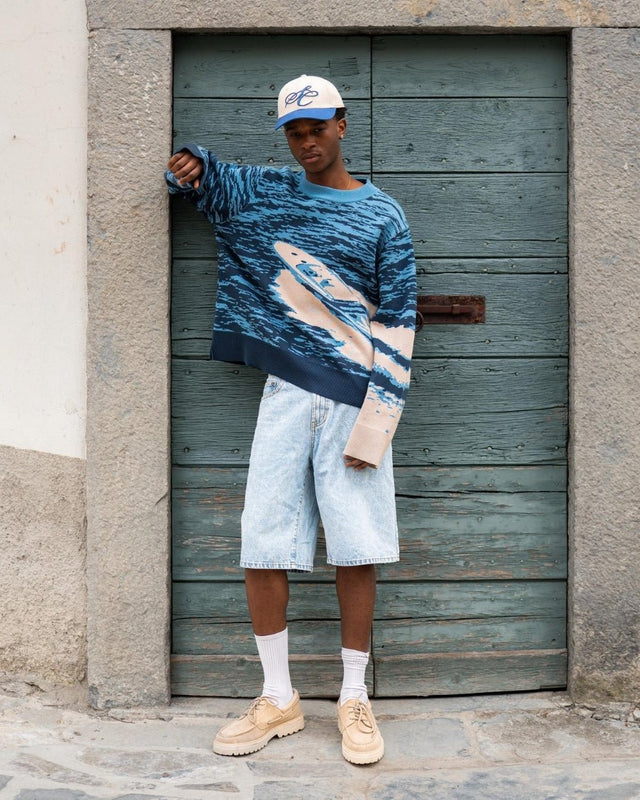 Jaquard Knit Blue Boat